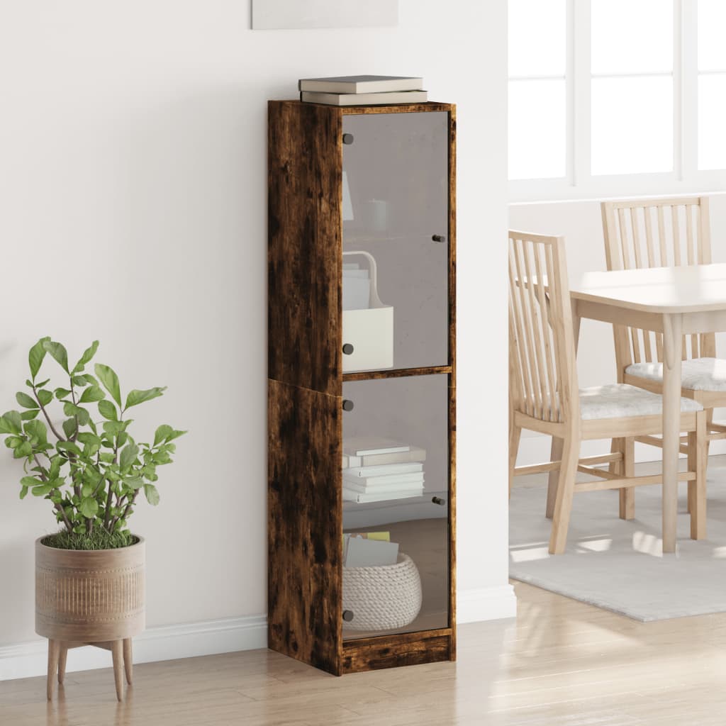 Highboard Se Skleněnými Dvířky 35 X 37 X 142 Cm