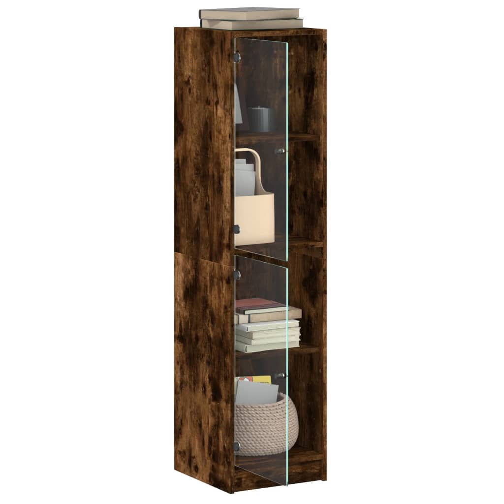 Highboard Se Skleněnými Dvířky 35 X 37 X 142 Cm