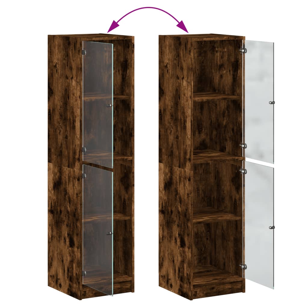 Highboard Se Skleněnými Dvířky 35 X 37 X 142 Cm