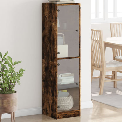Highboard Se Skleněnými Dvířky 35 X 37 X 142 Cm
