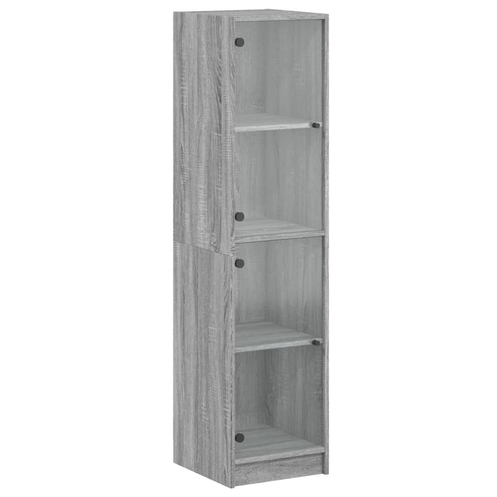 Highboard Se Skleněnými Dvířky Šedý Sonoma 35 X 37 X 142 Cm