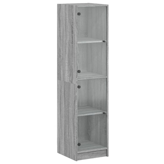Highboard Se Skleněnými Dvířky Šedý Sonoma 35 X 37 X 142 Cm