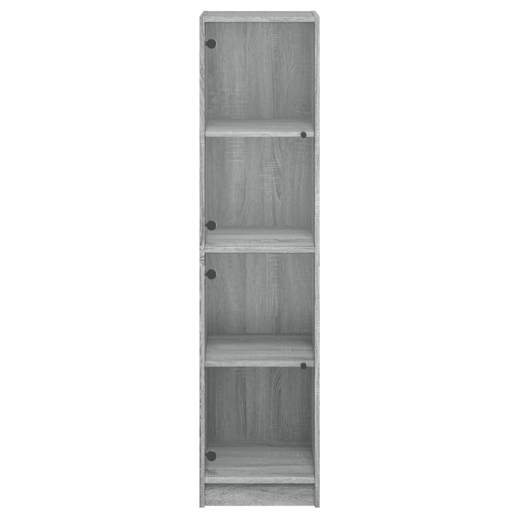 Highboard Se Skleněnými Dvířky Šedý Sonoma 35 X 37 X 142 Cm