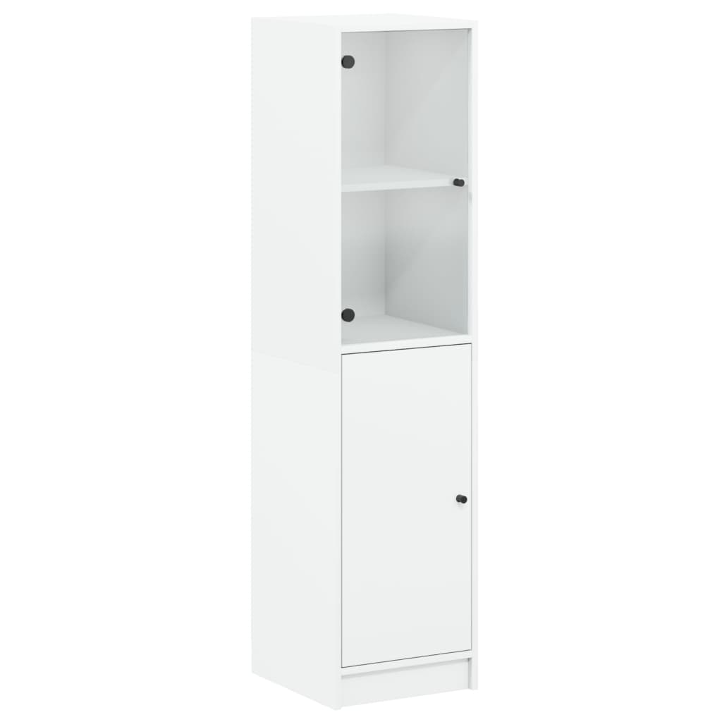 Highboard Se Skleněnými Dvířky Bílý 35 X 37 X 142 Cm