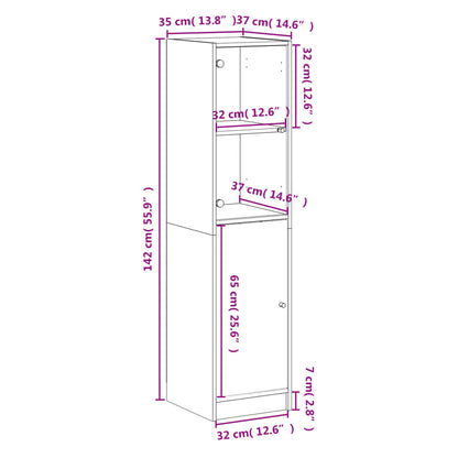 Highboard Se Skleněnými Dvířky Bílý 35 X 37 X 142 Cm