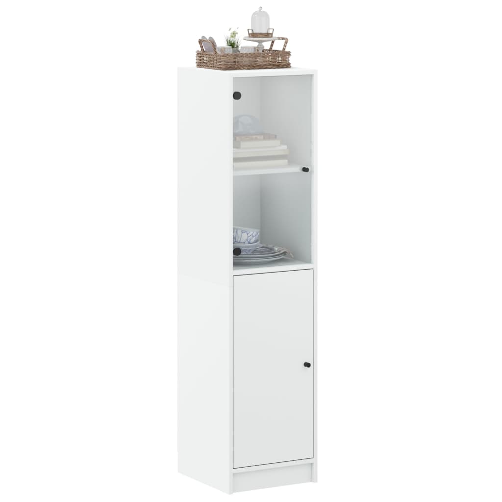 Highboard Se Skleněnými Dvířky Bílý 35 X 37 X 142 Cm
