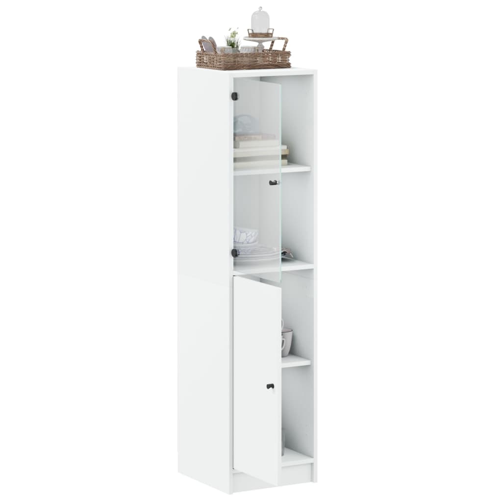 Highboard Se Skleněnými Dvířky Bílý 35 X 37 X 142 Cm