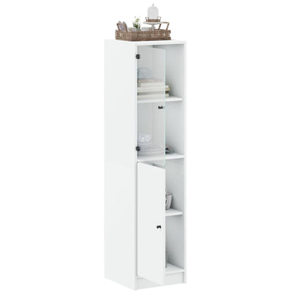 Highboard Se Skleněnými Dvířky Bílý 35 X 37 X 142 Cm