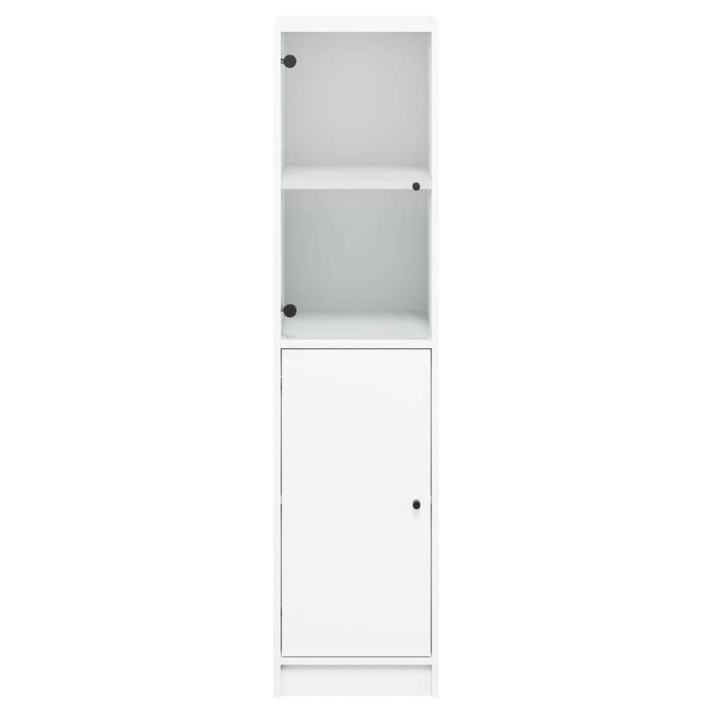 Highboard Se Skleněnými Dvířky Bílý 35 X 37 X 142 Cm