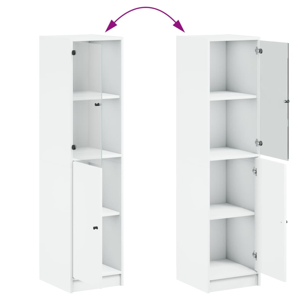 Highboard Se Skleněnými Dvířky Bílý 35 X 37 X 142 Cm