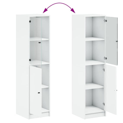 Highboard Se Skleněnými Dvířky Bílý 35 X 37 X 142 Cm