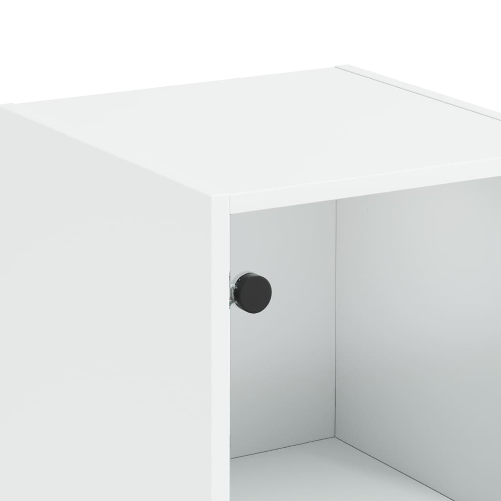 Highboard Se Skleněnými Dvířky Bílý 35 X 37 X 142 Cm