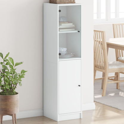 Highboard Se Skleněnými Dvířky Bílý 35 X 37 X 142 Cm