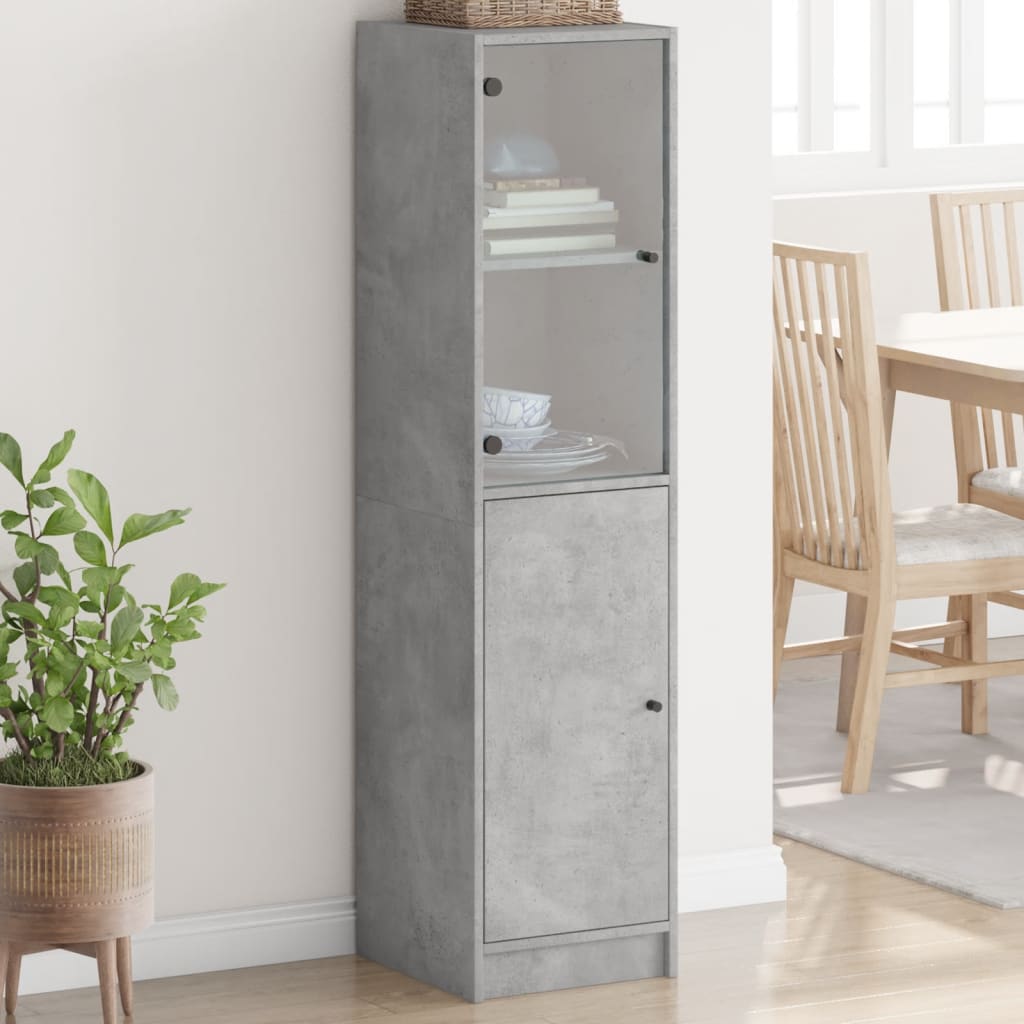 Highboard Se Skleněnými Dvířky Bílý 35 X 37 X 142 Cm