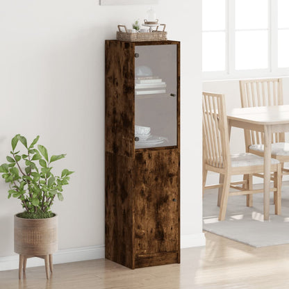 Highboard Se Skleněnými Dvířky 35 X 37 X 142 Cm