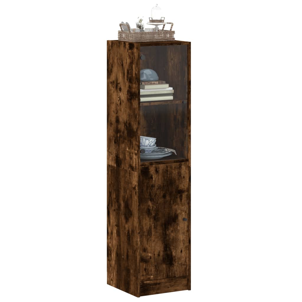 Highboard Se Skleněnými Dvířky 35 X 37 X 142 Cm
