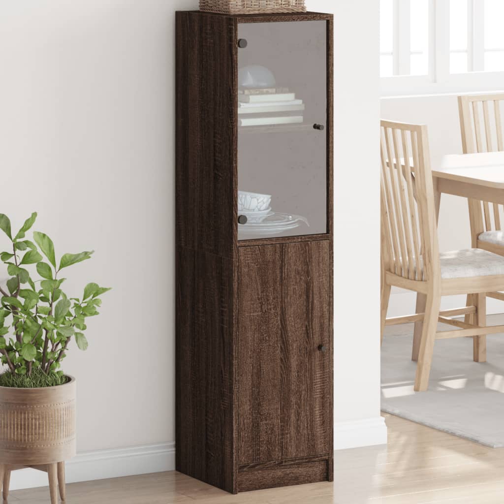 Highboard Se Skleněnými Dvířky 35 X 37 X 142 Cm