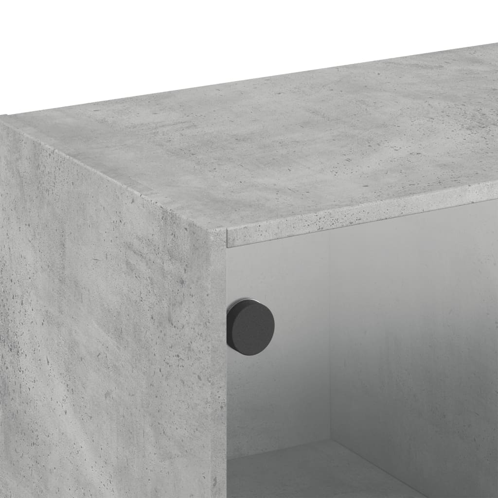 Nástěnná Skříňka Skleněná Dvířka Betonově Šedá 102X37X35 Cm
