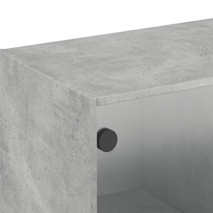 Nástěnná Skříňka Skleněná Dvířka Betonově Šedá 102X37X35 Cm