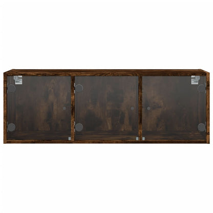 Nástěnná Skříňka Se Skleněnými Dvířky Kouřový Dub 102X37X35 Cm