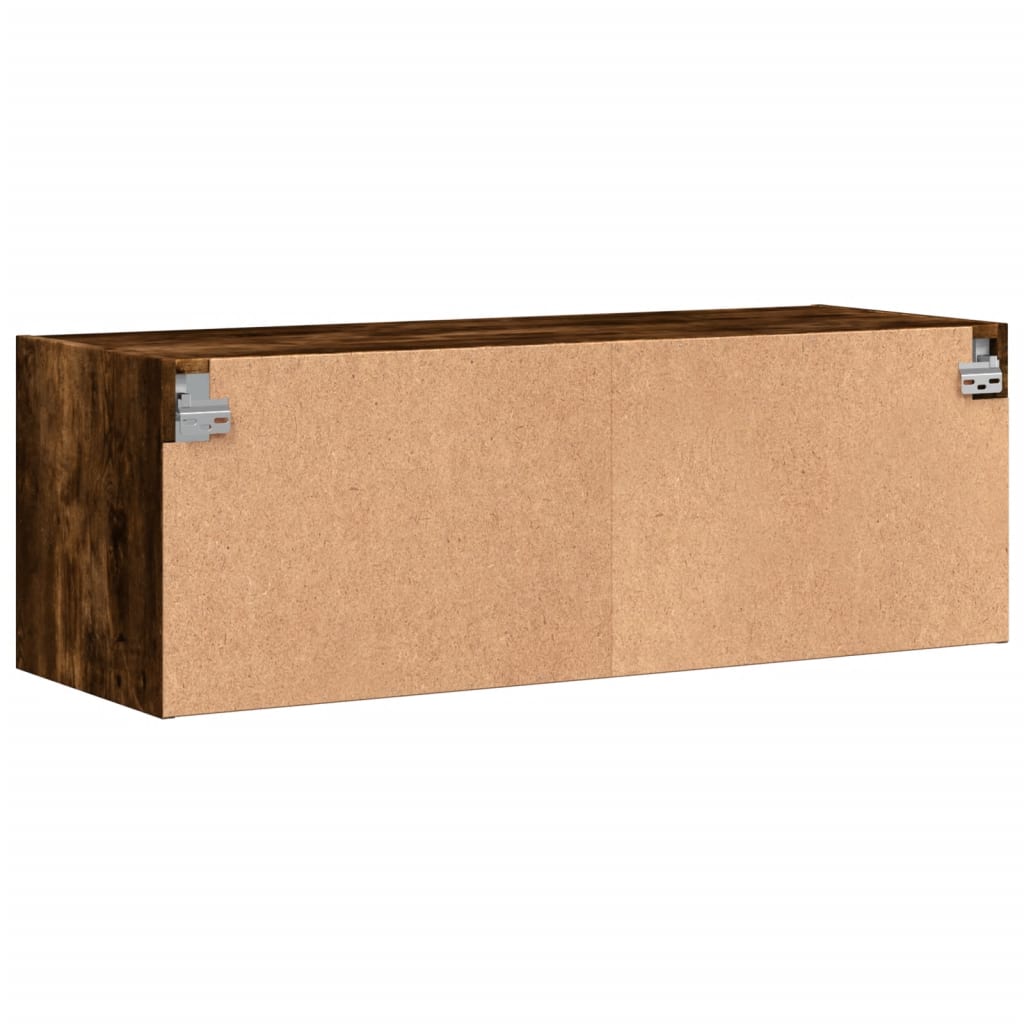 Nástěnná Skříňka Se Skleněnými Dvířky Kouřový Dub 102X37X35 Cm