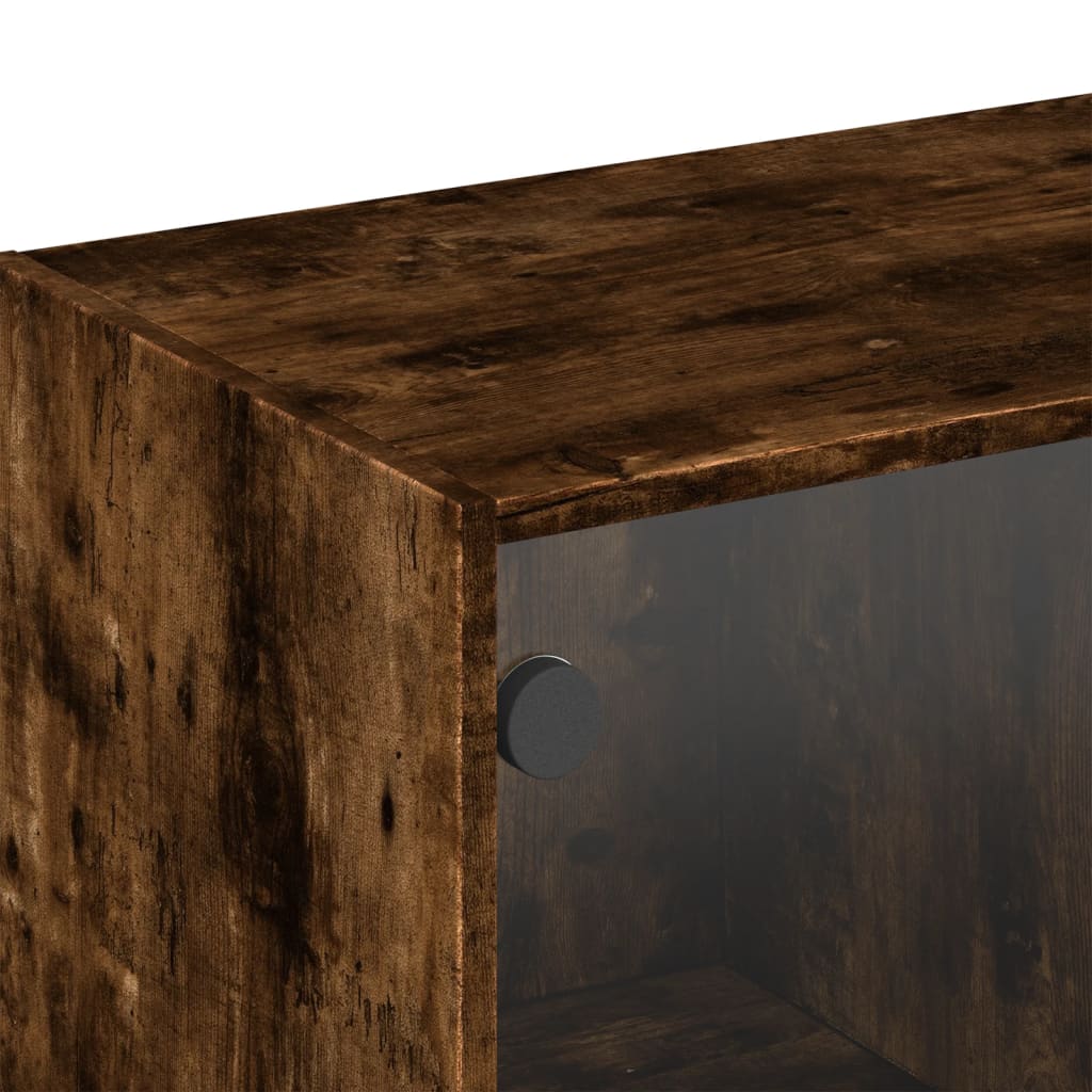 Nástěnná Skříňka Se Skleněnými Dvířky Kouřový Dub 102X37X35 Cm