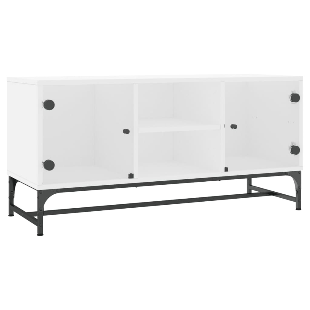 Tv Skříňka Se Skleněnými Dvířky 102 X 37 X 50 Cm