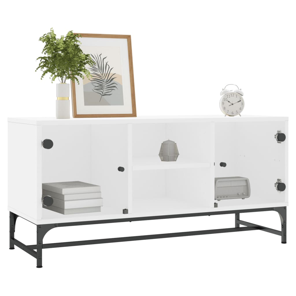 Tv Skříňka Se Skleněnými Dvířky 102 X 37 X 50 Cm