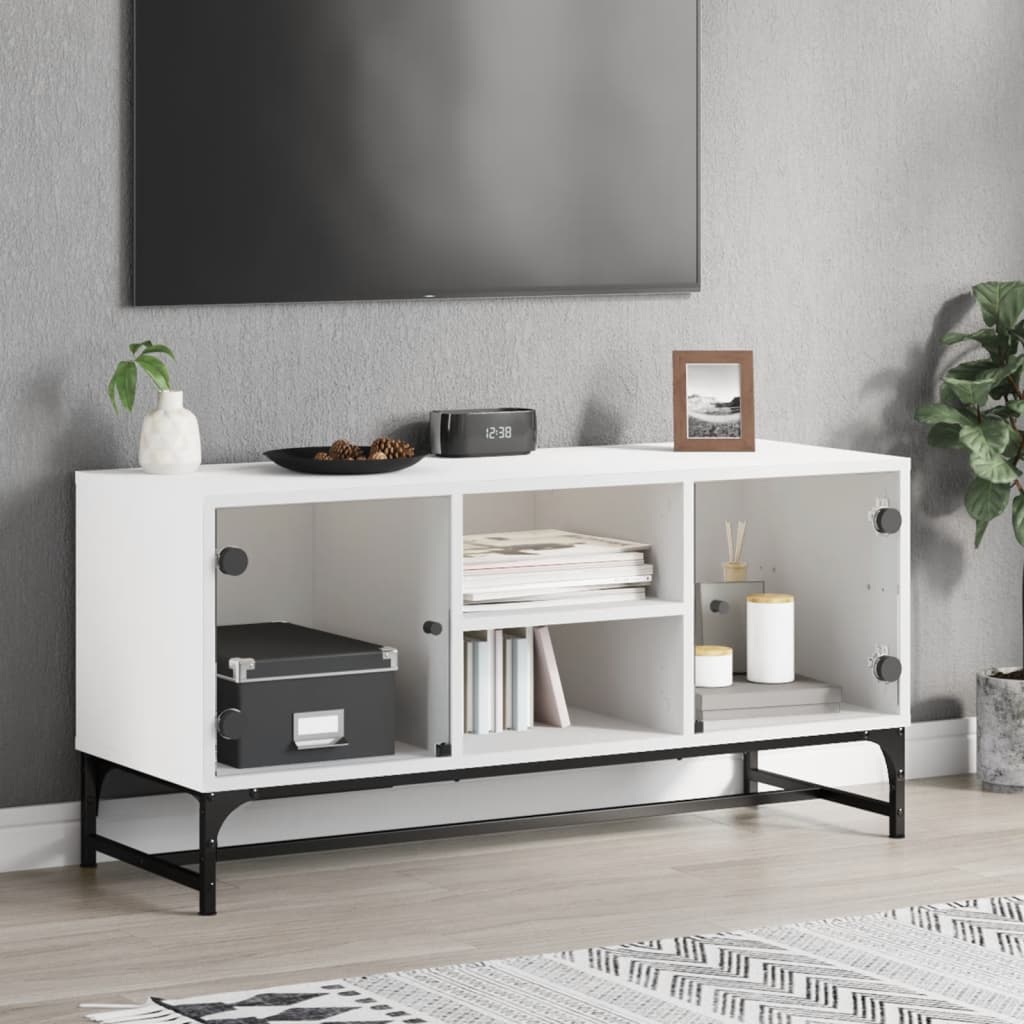 Tv Skříňka Se Skleněnými Dvířky 102 X 37 X 50 Cm