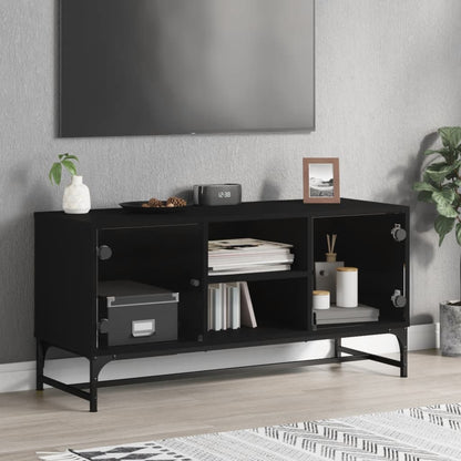 Tv Skříňka Se Skleněnými Dvířky 102 X 37 X 50 Cm