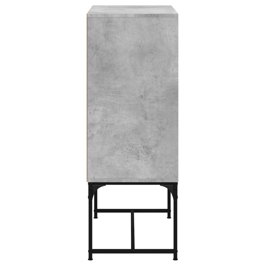 Odkládací Skříňka Skleněná Dvířka Betonově Šedá 69X37X100 Cm