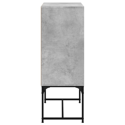 Odkládací Skříňka Skleněná Dvířka Betonově Šedá 69X37X100 Cm
