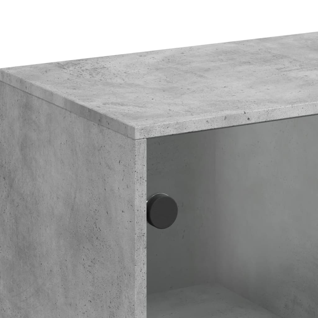 Odkládací Skříňka Skleněná Dvířka Betonově Šedá 69X37X100 Cm