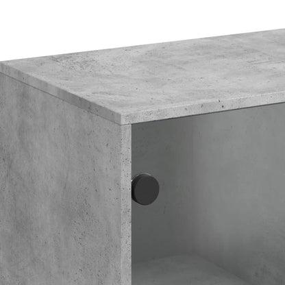 Odkládací Skříňka Skleněná Dvířka Betonově Šedá 69X37X100 Cm