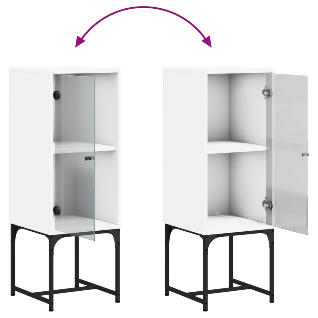 Odkládací Skříňka Se Skleněnými Dvířky 35 X 37 X 100 Cm