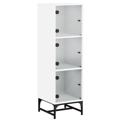 Highboard Se Skleněnými Dvířky Bílý 35 X 37 X 120 Cm