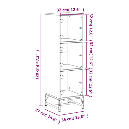 Highboard Se Skleněnými Dvířky Bílý 35 X 37 X 120 Cm