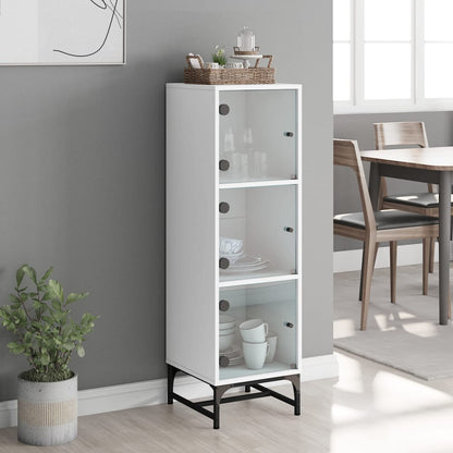 Highboard Se Skleněnými Dvířky Bílý 35 X 37 X 120 Cm