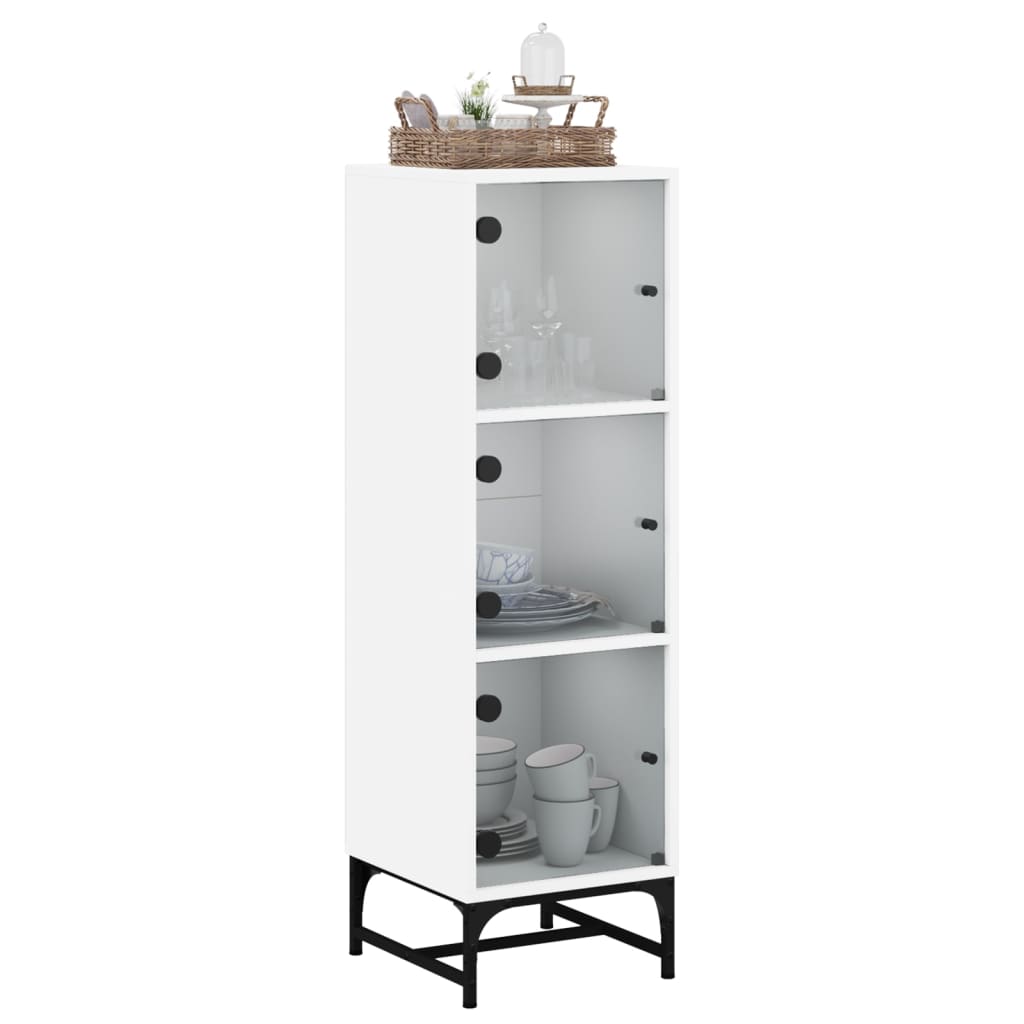 Highboard Se Skleněnými Dvířky Bílý 35 X 37 X 120 Cm