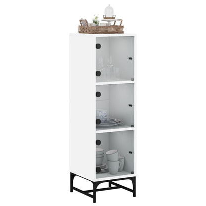 Highboard Se Skleněnými Dvířky Bílý 35 X 37 X 120 Cm