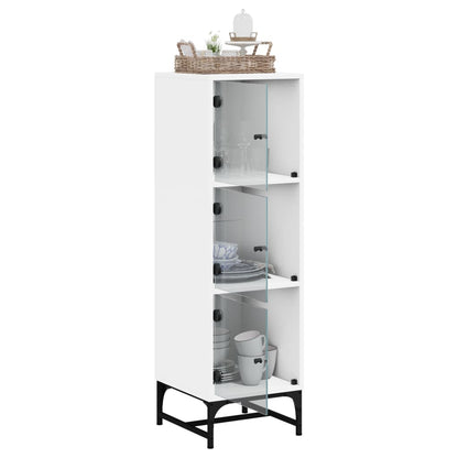 Highboard Se Skleněnými Dvířky Bílý 35 X 37 X 120 Cm