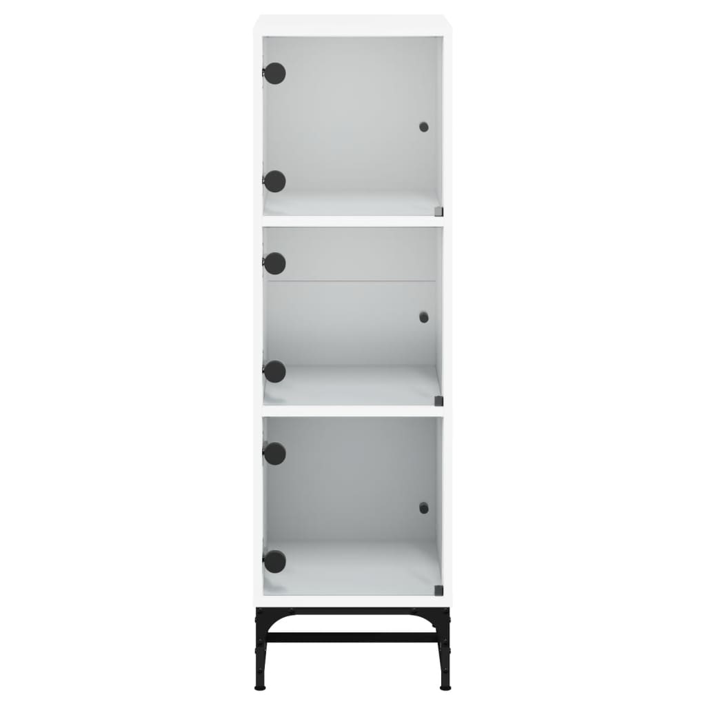 Highboard Se Skleněnými Dvířky Bílý 35 X 37 X 120 Cm