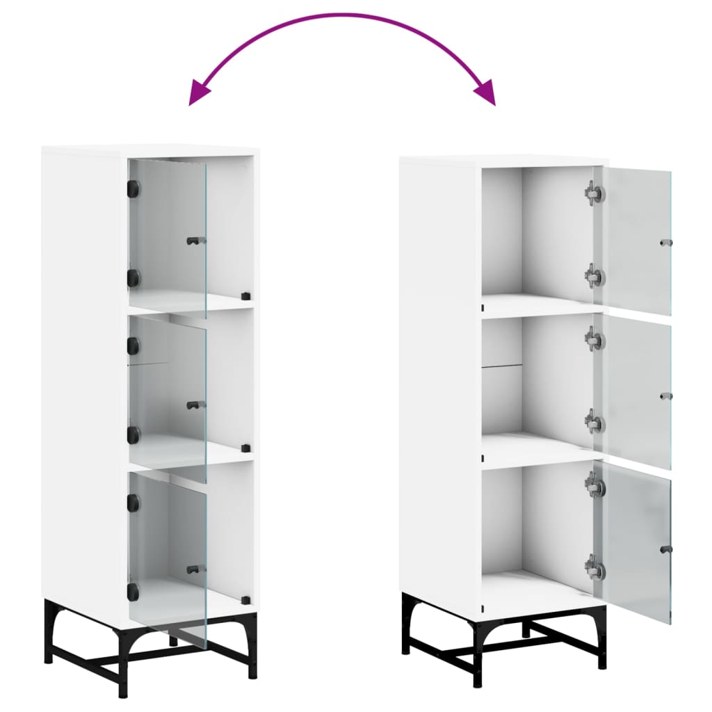 Highboard Se Skleněnými Dvířky Bílý 35 X 37 X 120 Cm