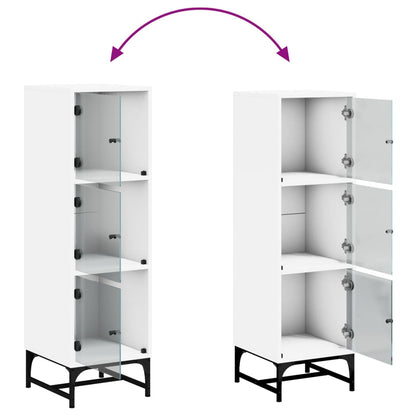 Highboard Se Skleněnými Dvířky Bílý 35 X 37 X 120 Cm