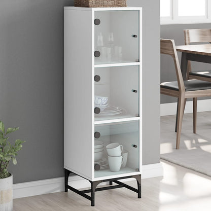 Highboard Se Skleněnými Dvířky Černý 35 X 37 X 120 Cm