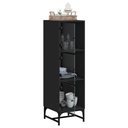 Highboard Se Skleněnými Dvířky Černý 35 X 37 X 120 Cm