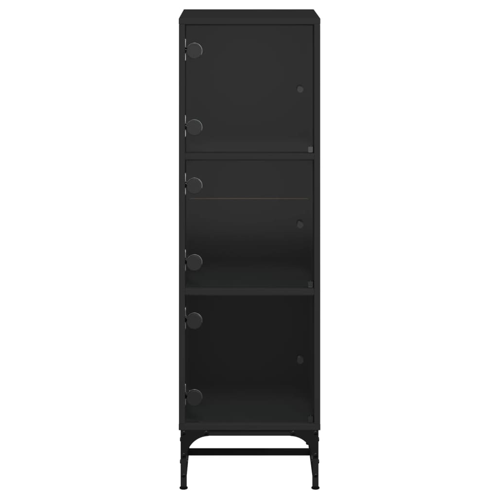 Highboard Se Skleněnými Dvířky Černý 35 X 37 X 120 Cm