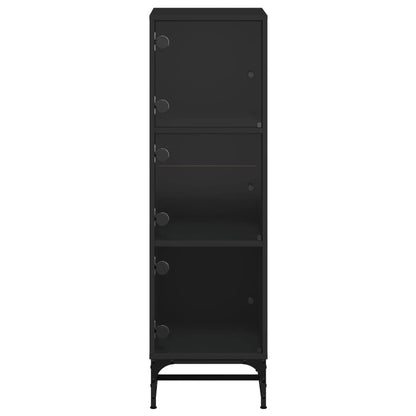 Highboard Se Skleněnými Dvířky Černý 35 X 37 X 120 Cm