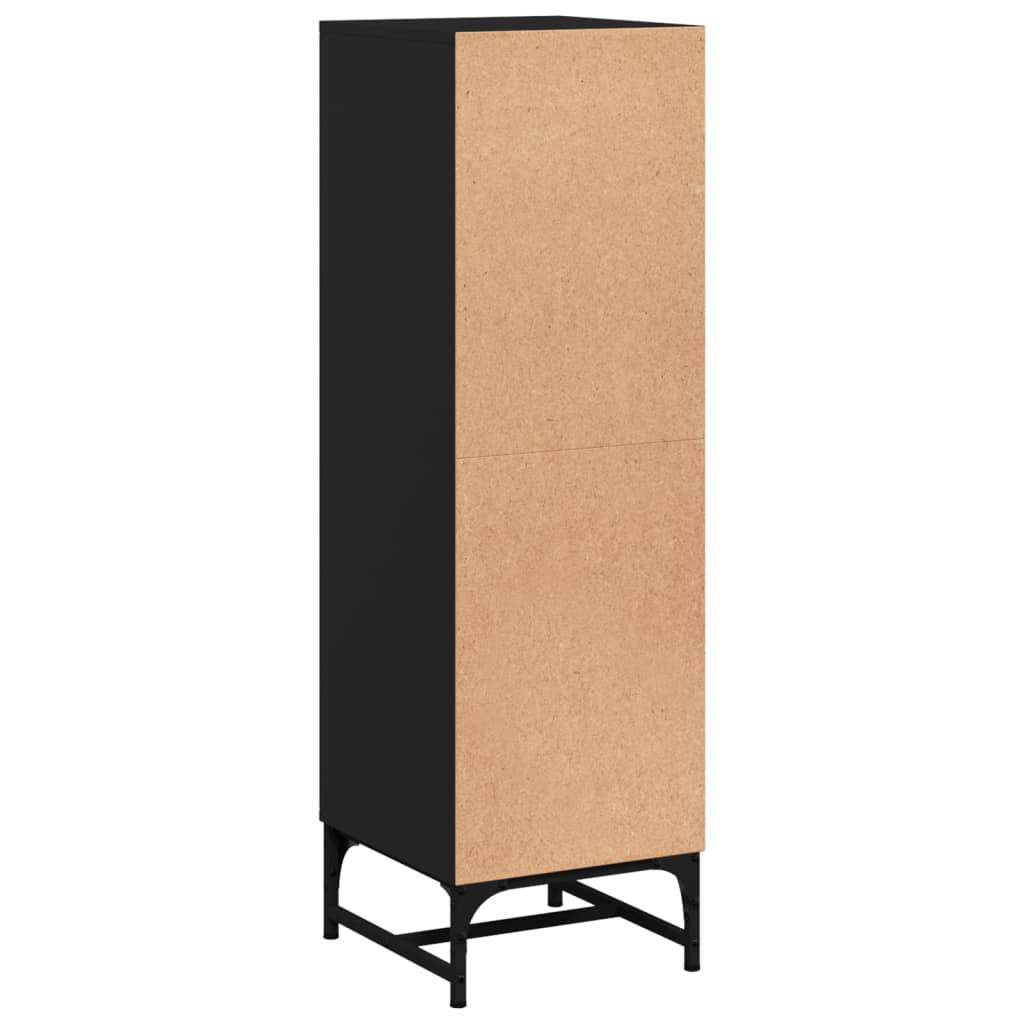 Highboard Se Skleněnými Dvířky Černý 35 X 37 X 120 Cm