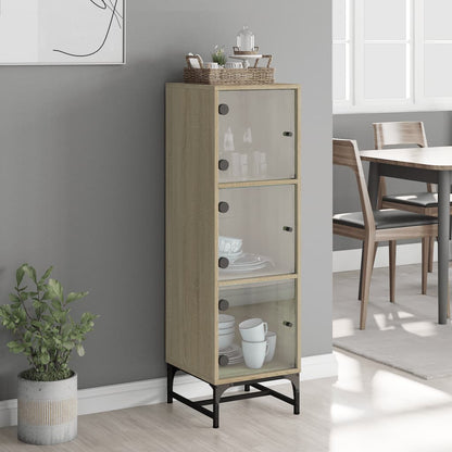Highboard Se Skleněnými Dvířky Dub Sonoma 35 X 37 X 120 Cm